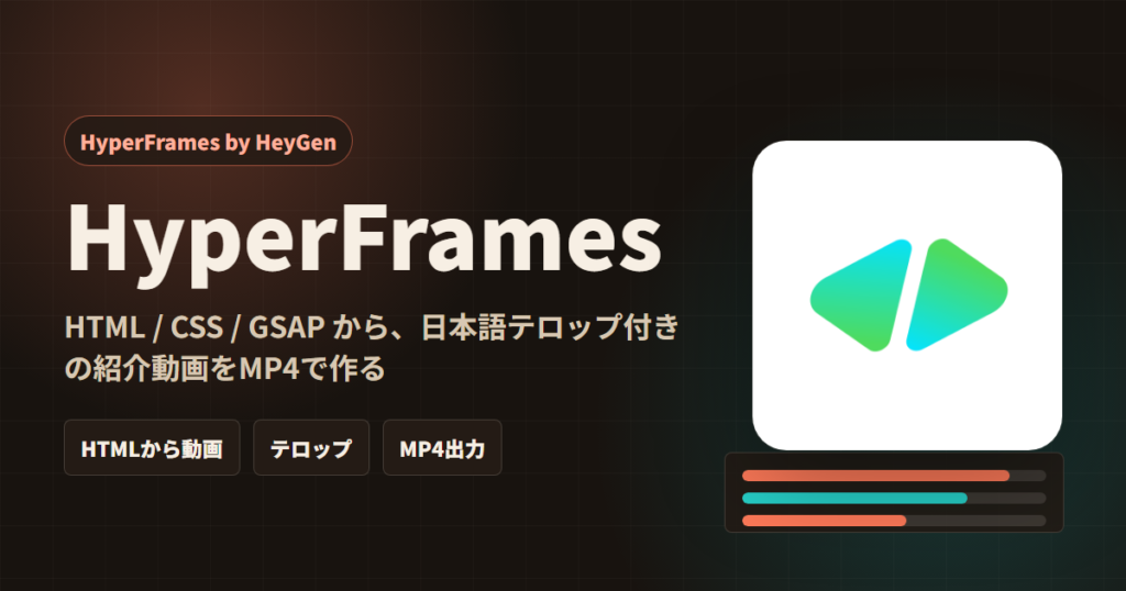 HyperFrames by HeyGenで「HTMLから動画」を作ってみた - AI SHOGUN
